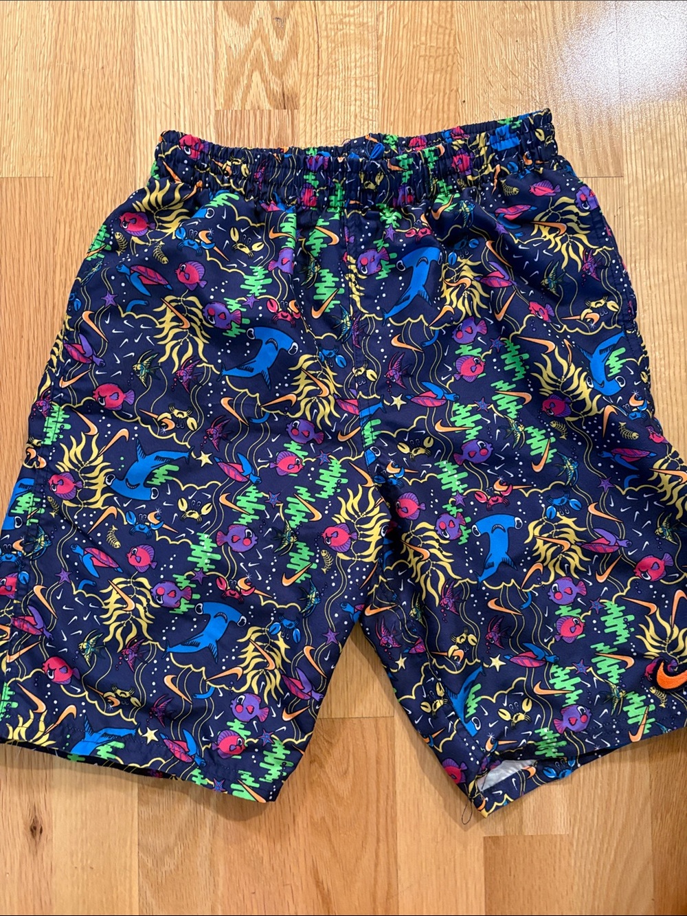 Nike Kids Navy Multicolor Graphic Swim Trunks